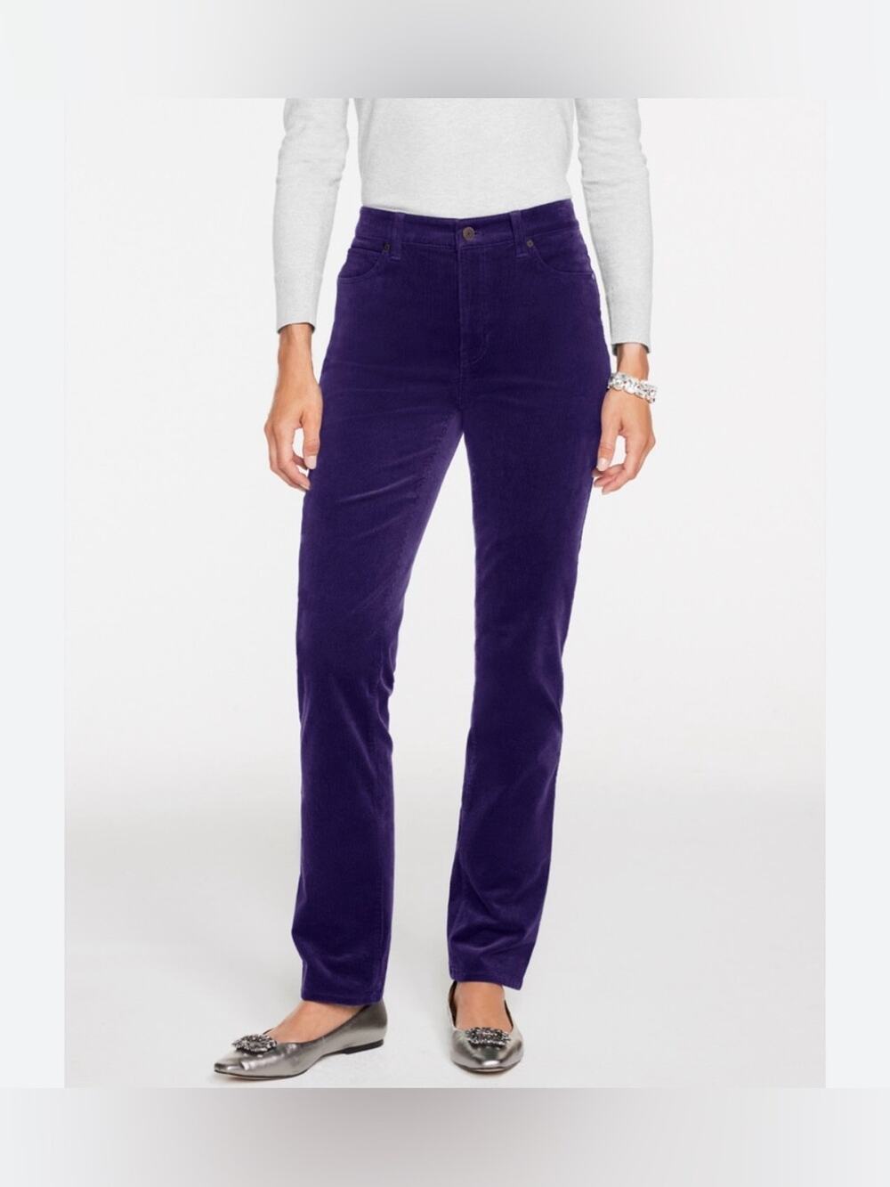 UEC Talbots Purple Corduroy Jegging Curvy Straight-Leg Pants SZ 4P